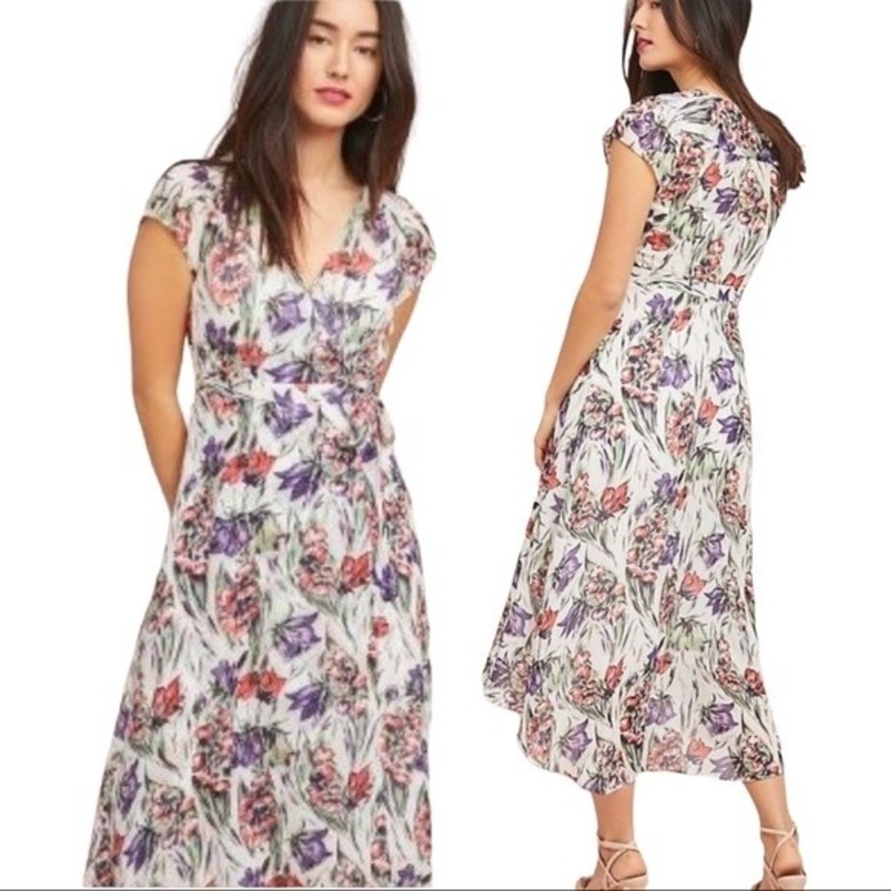 Anthropologie Floral Maxi Dress - Purple and Red